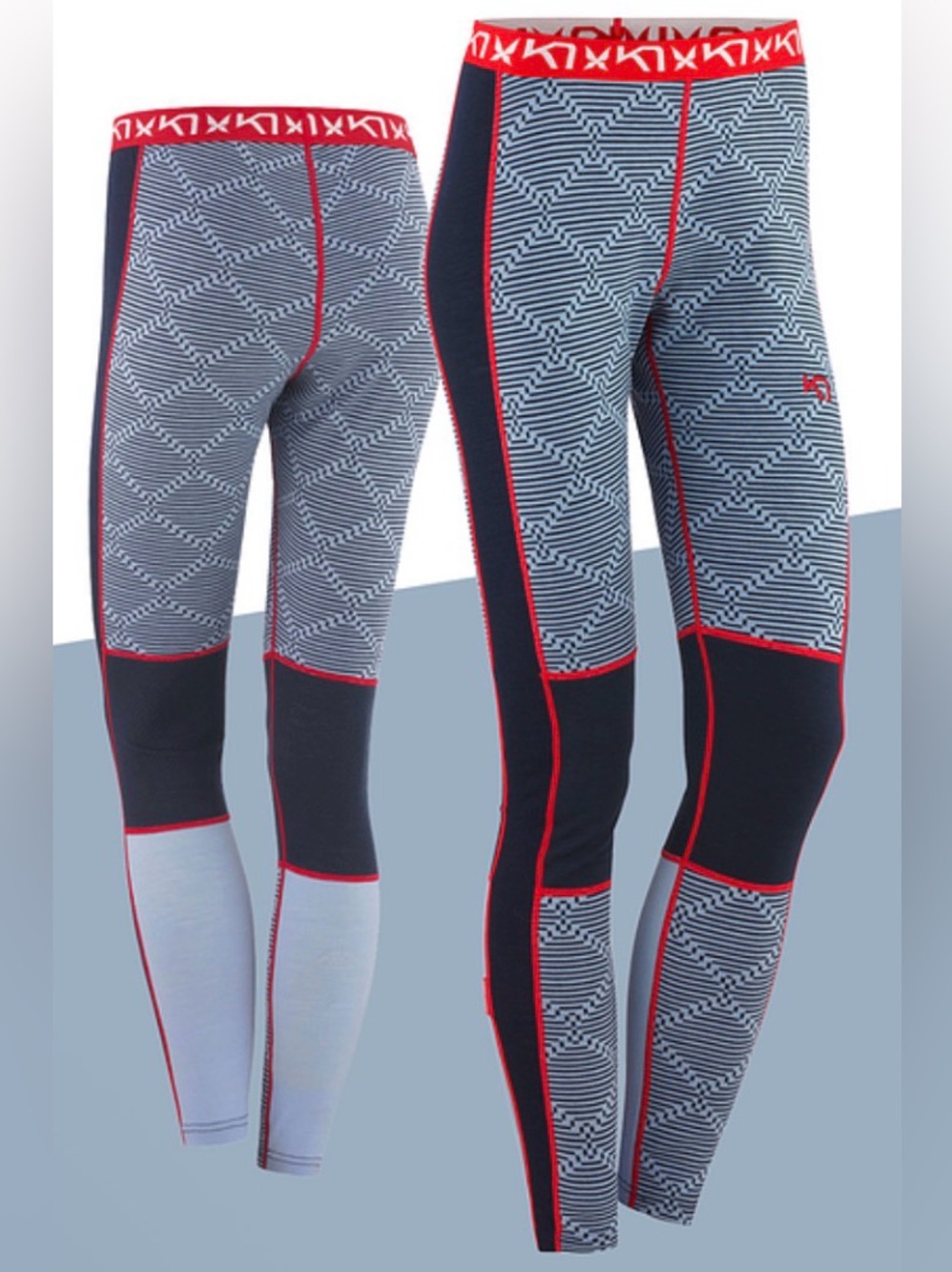 Kari Traa Rett Performance Base Layer Tights in Navy and Red - Size L